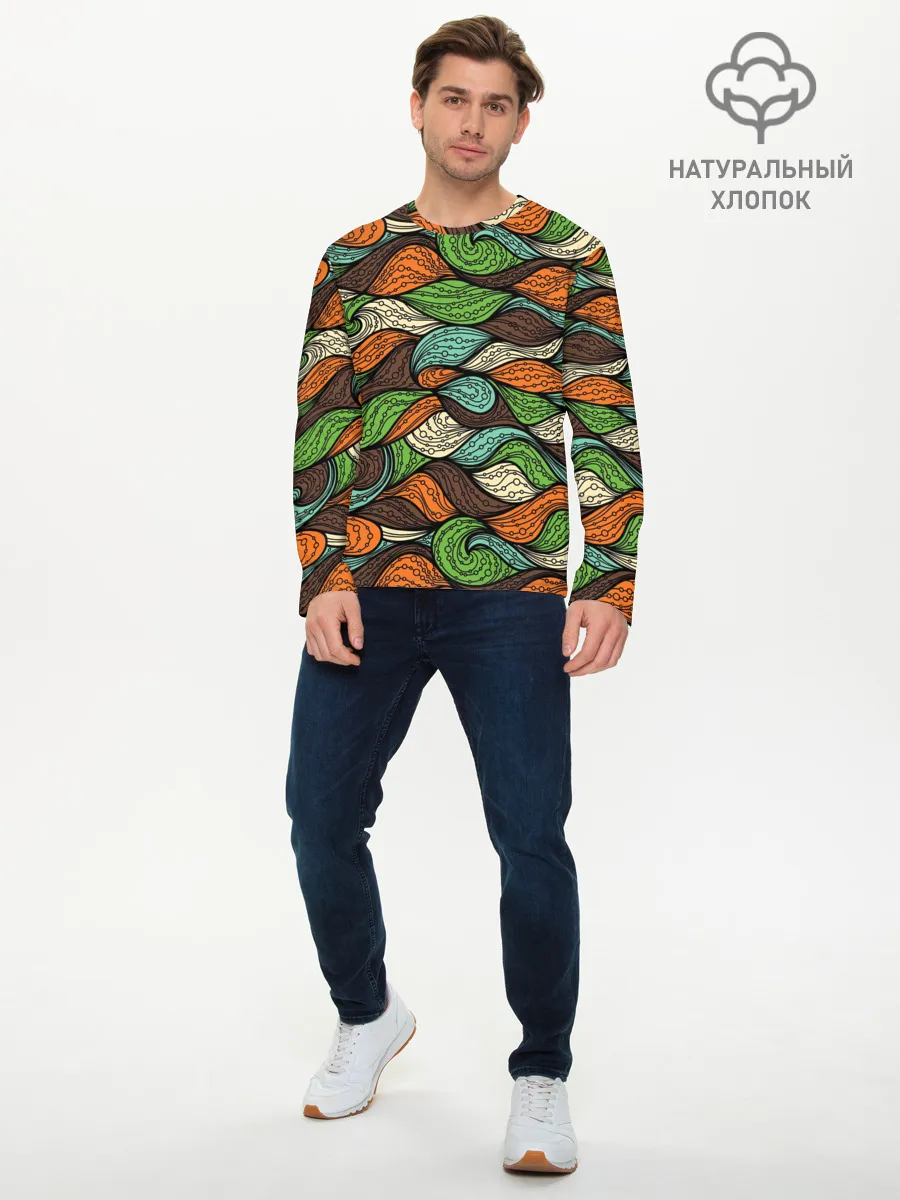 Мужской лонгслив базовый / Абстрактные волны