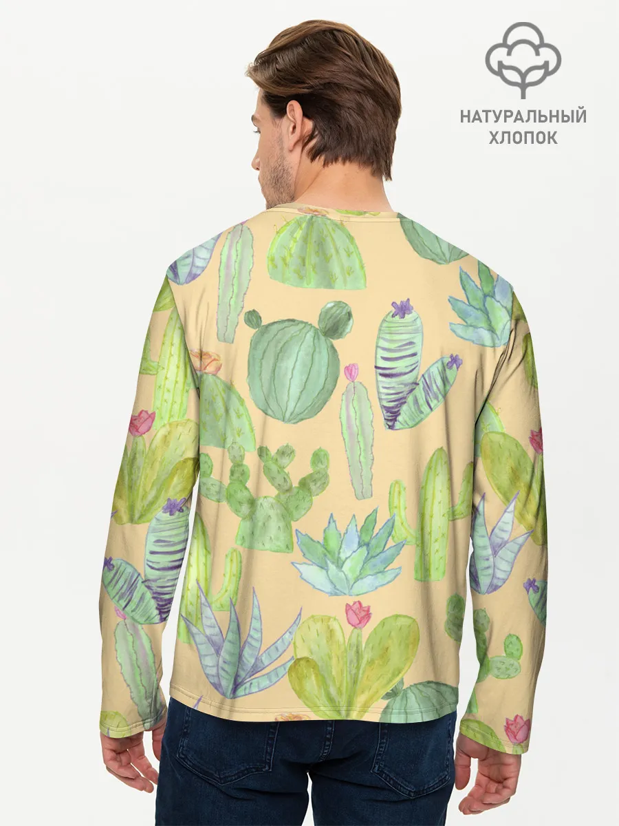 Мужской лонгслив базовый / Кактусы в пустыне