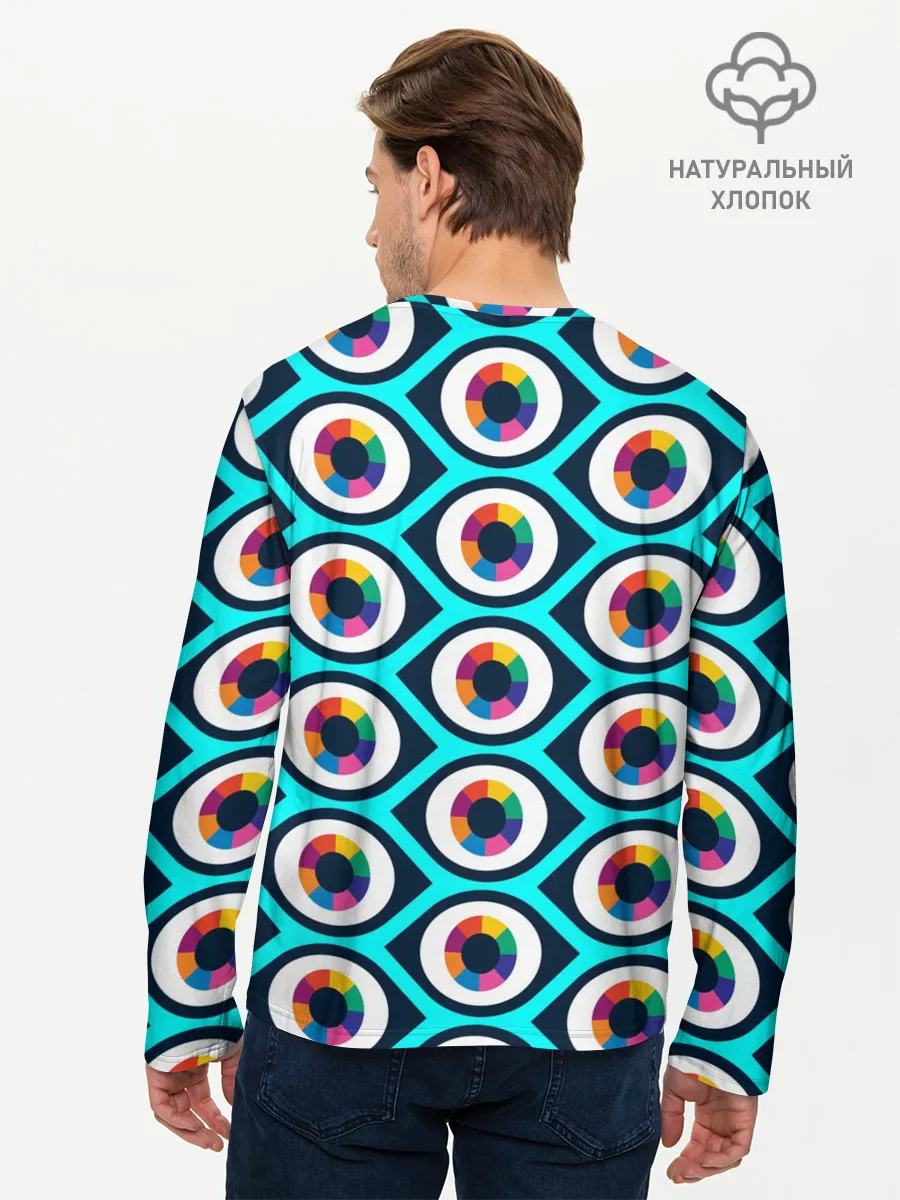Мужской лонгслив базовый / Глаза паттерн