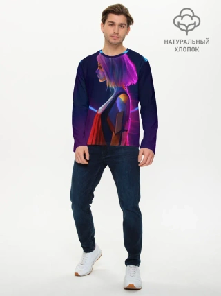 Мужской лонгслив базовый / Девушка в неоне