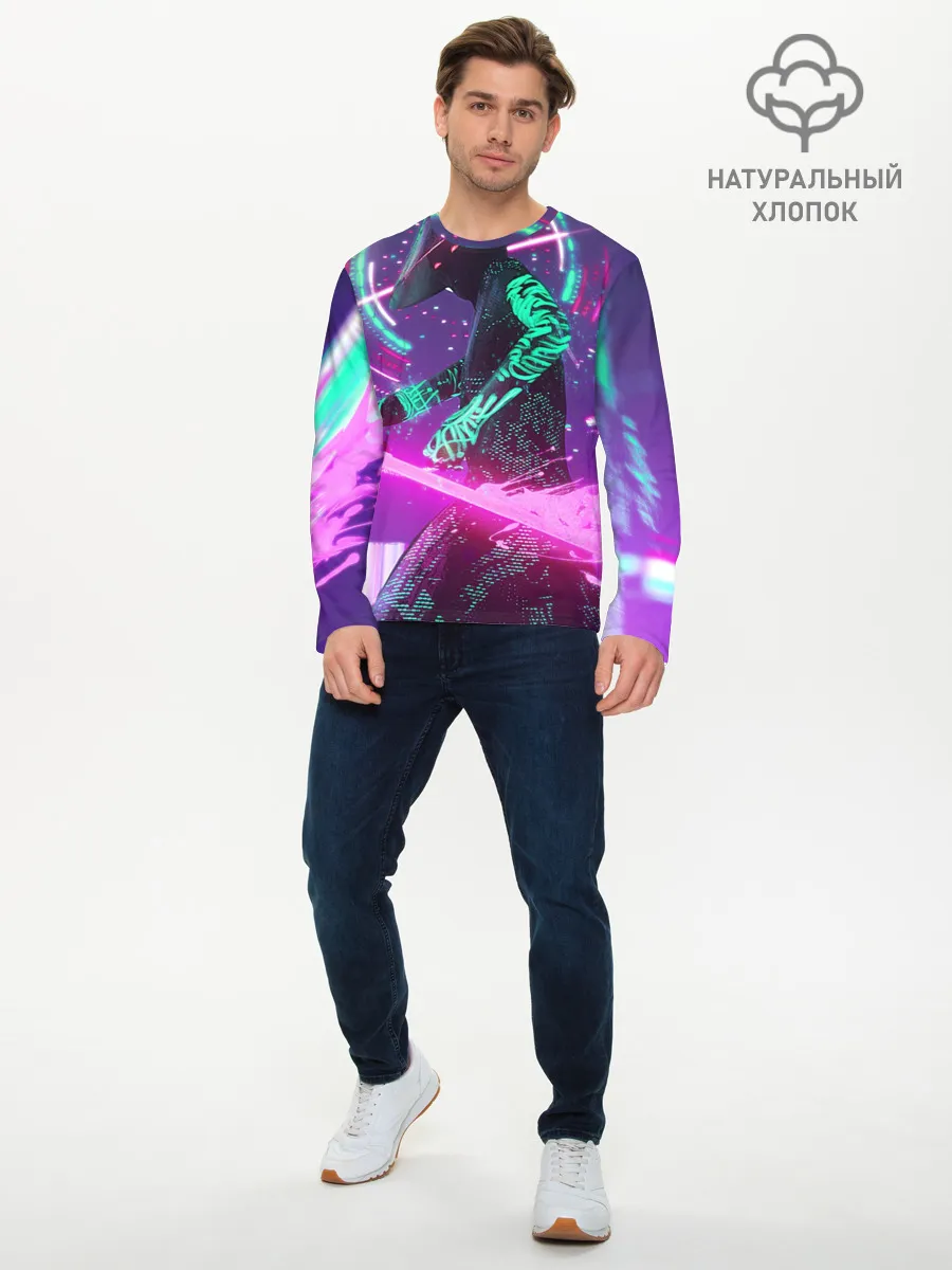 Мужской лонгслив базовый / Неоновый Самурай