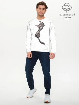 Мужской лонгслив базовый / Милый котя