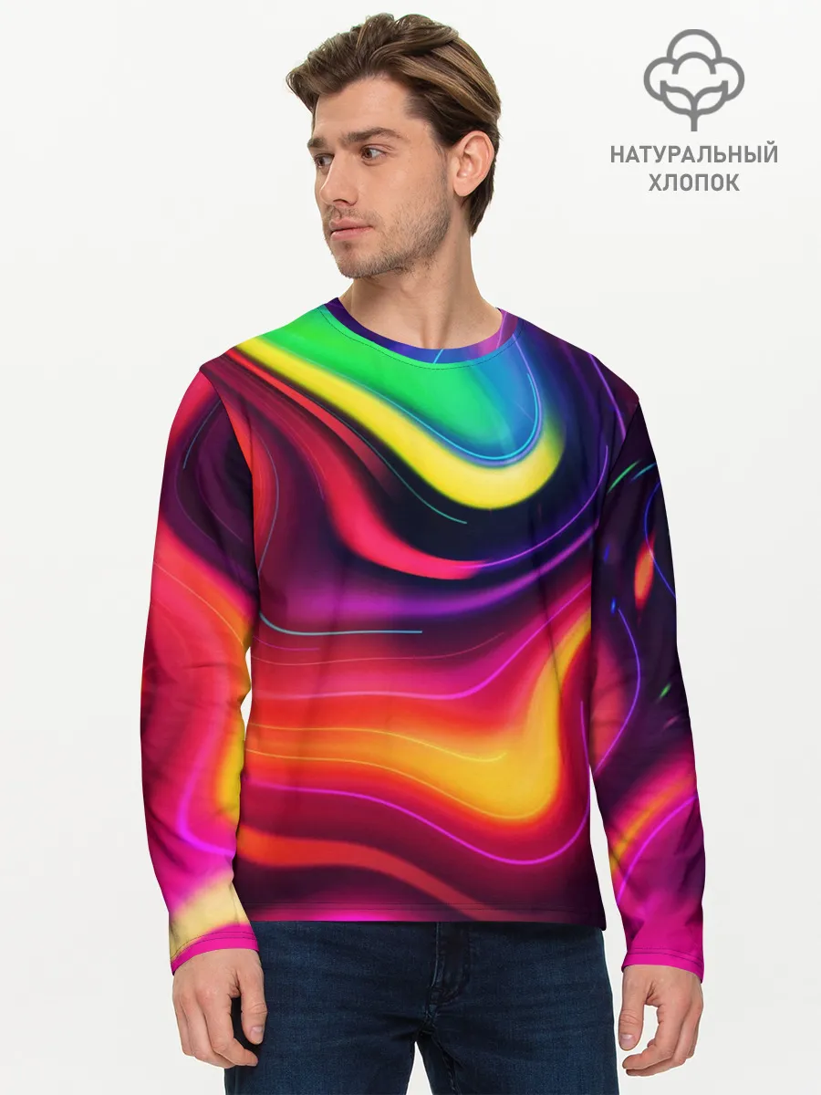Мужской лонгслив базовый / Неоновые пятна