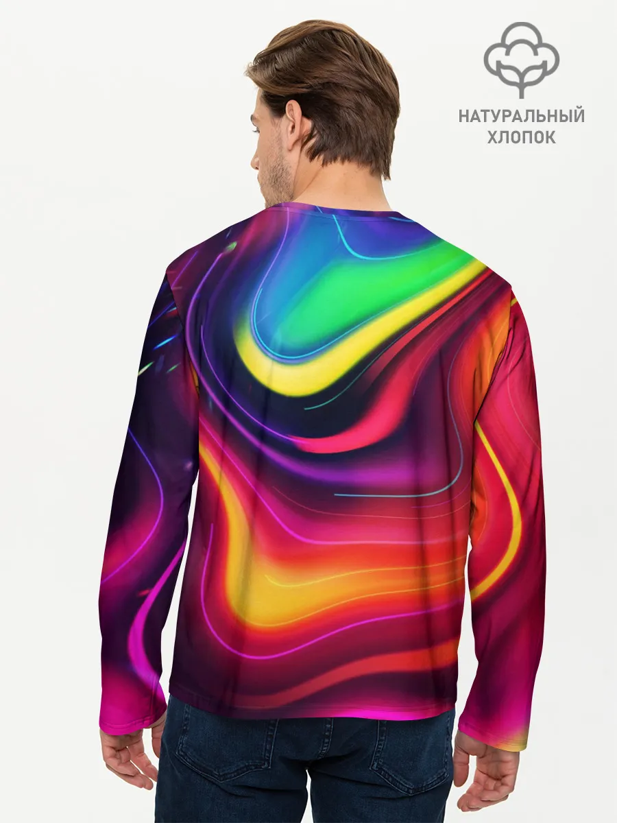 Мужской лонгслив базовый / Неоновые пятна