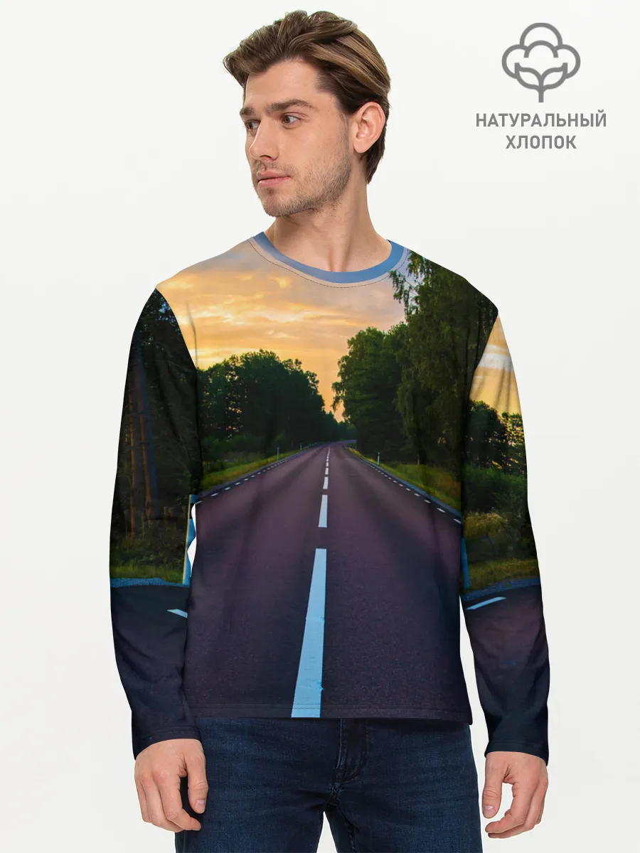 Мужской лонгслив базовый / дорога