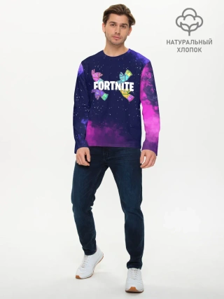 Мужской лонгслив базовый / Ламы фортнайт в космосе