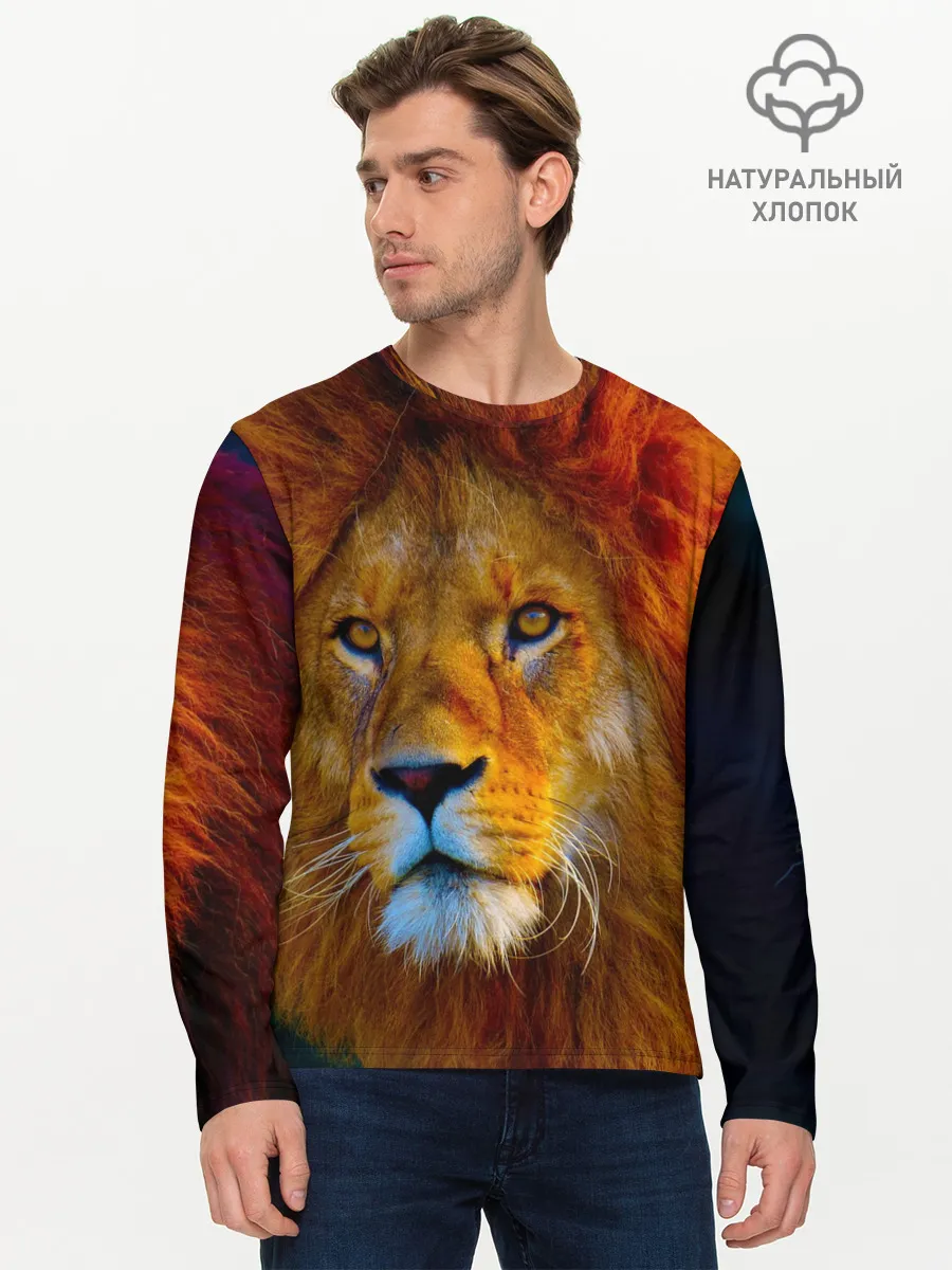 Мужской лонгслив базовый / Лев 3D