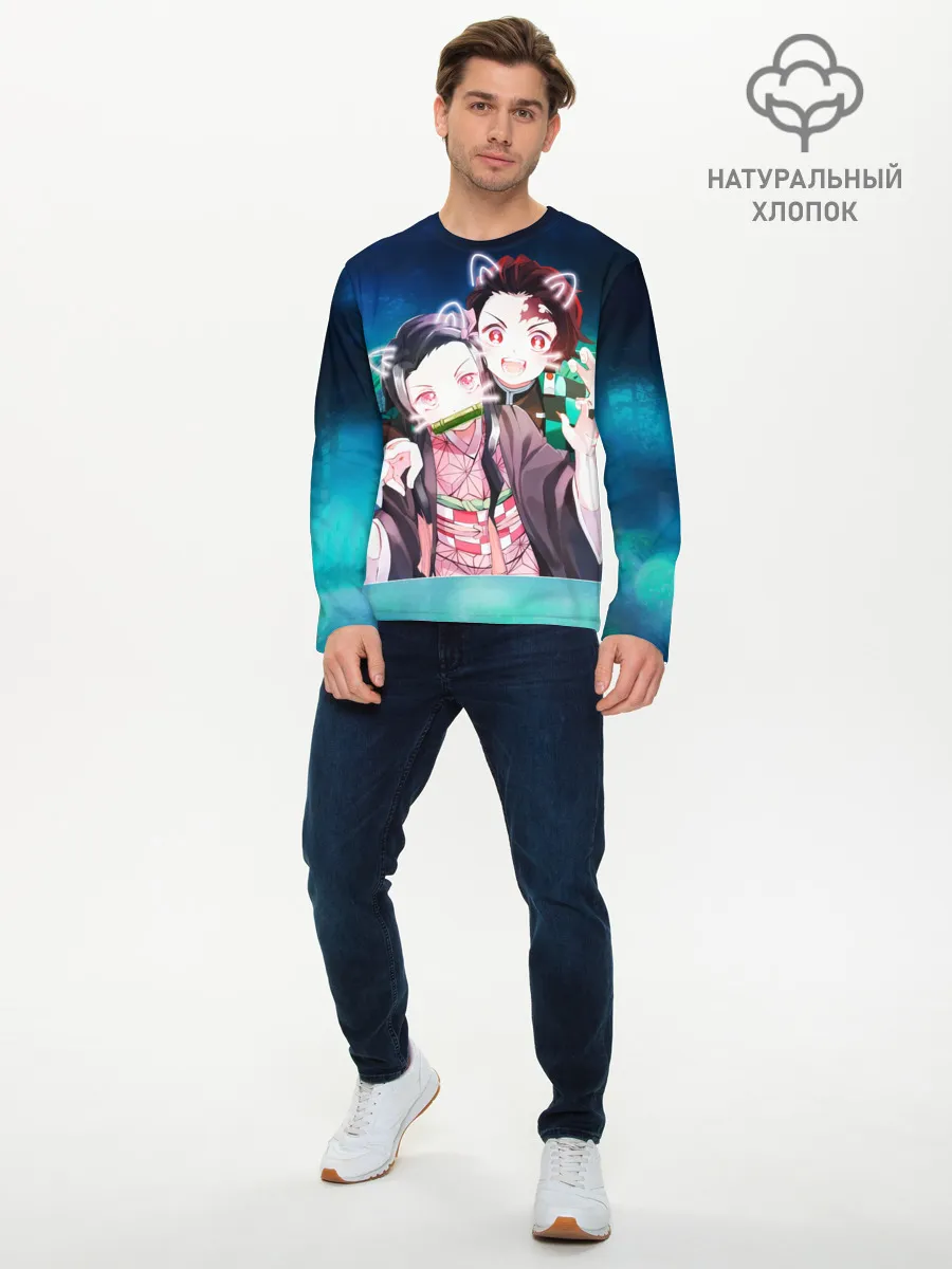 Мужской лонгслив базовый / Убийца демонов милые брат и сестра