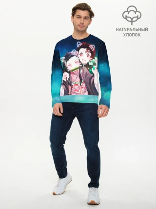 Мужской лонгслив базовый / Убийца демонов милые брат и сестра
