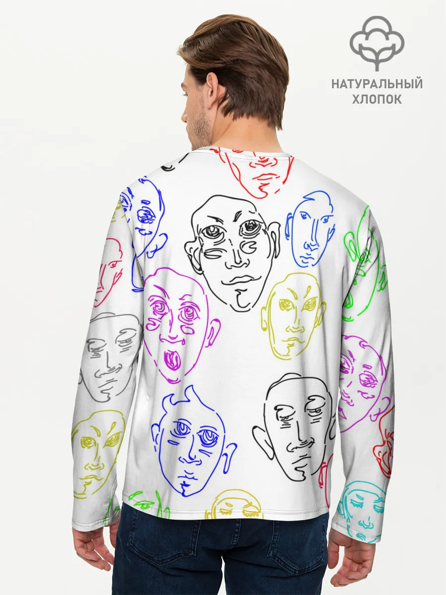Мужской лонгслив базовый / Цветные лица