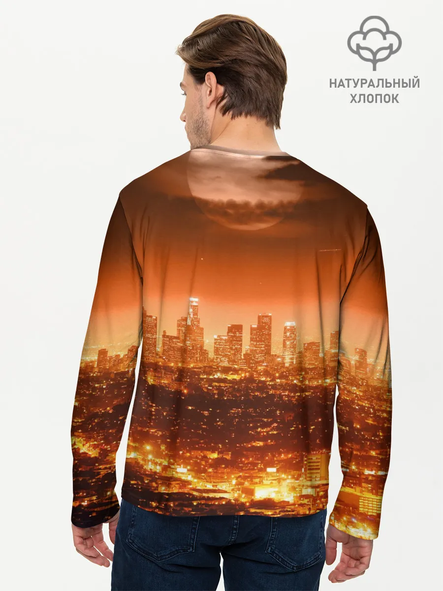 Мужской лонгслив базовый / ночной город