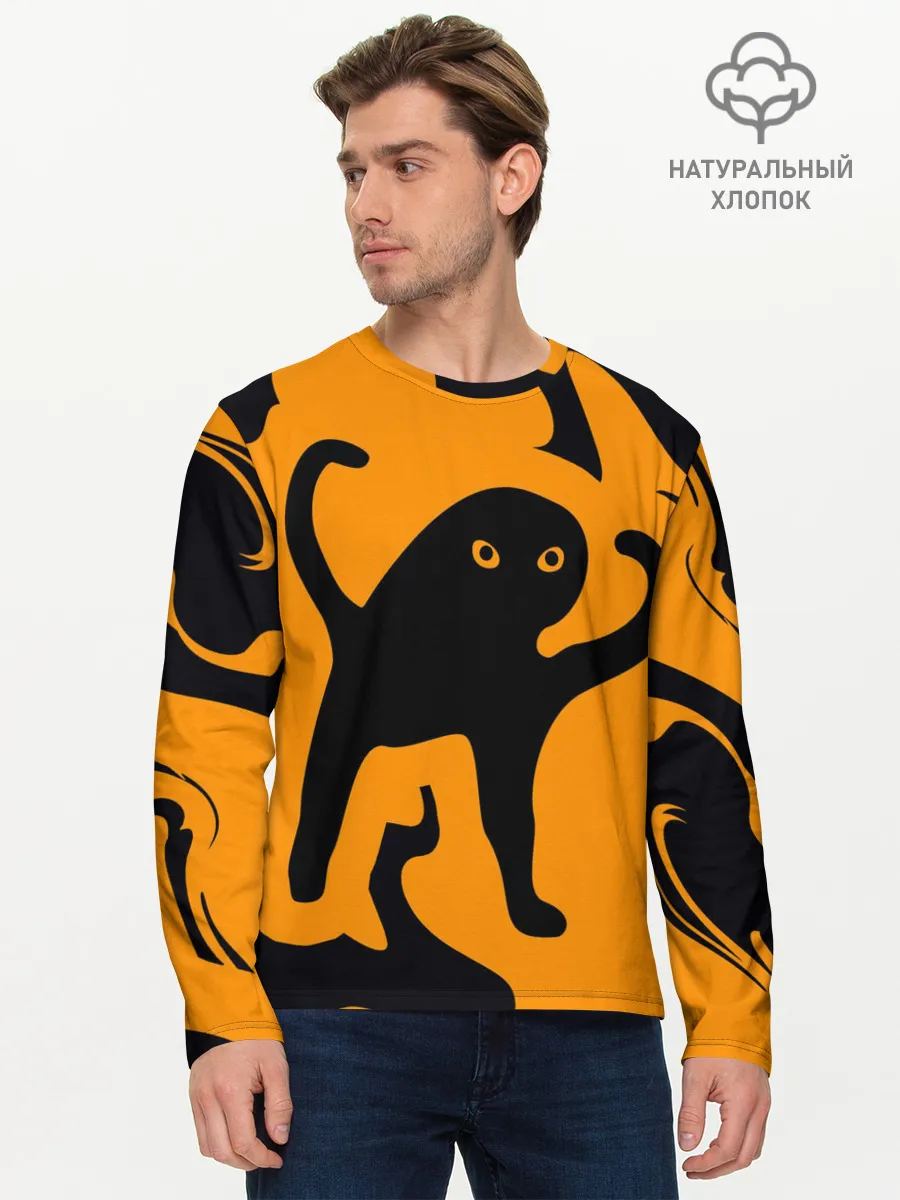 Мужской лонгслив базовый / Кот- мем