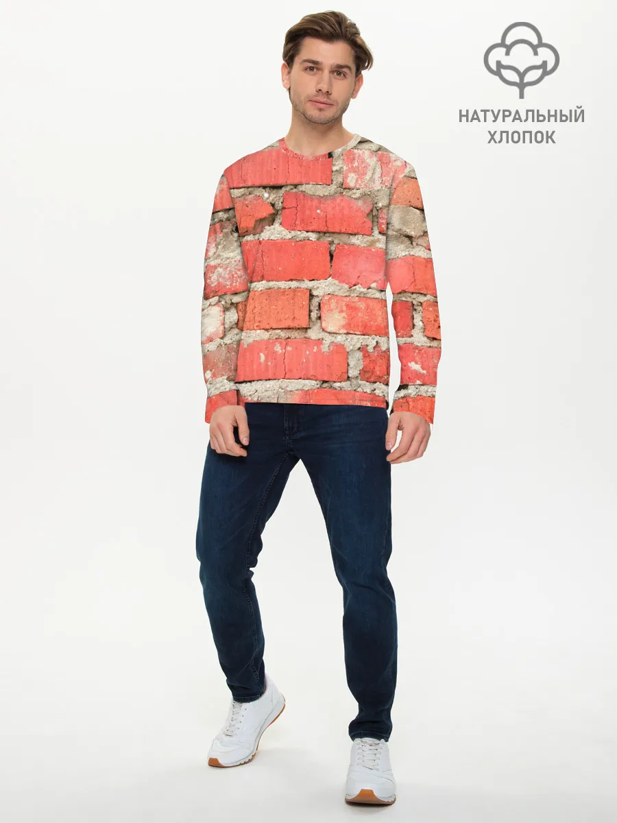 Мужской лонгслив базовый / Кирпичная стена