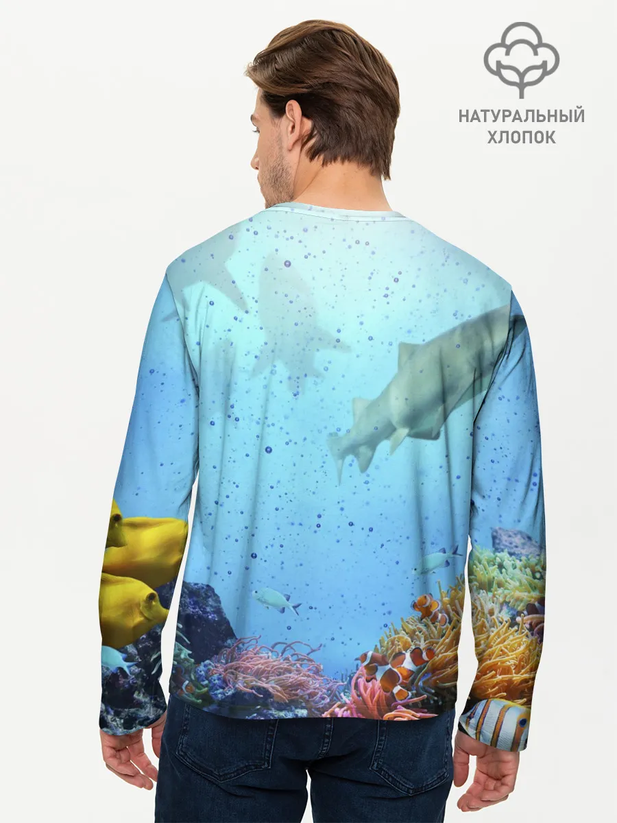 Мужской лонгслив базовый / акулы