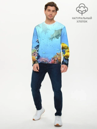 Мужской лонгслив базовый / акулы