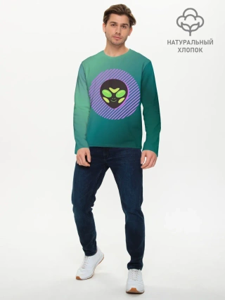 Мужской лонгслив базовый / Инопланетяша на зеленом фоне