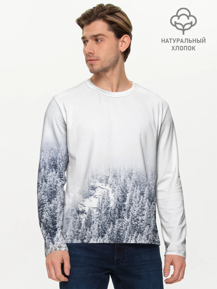Мужской лонгслив базовый / зимний лес