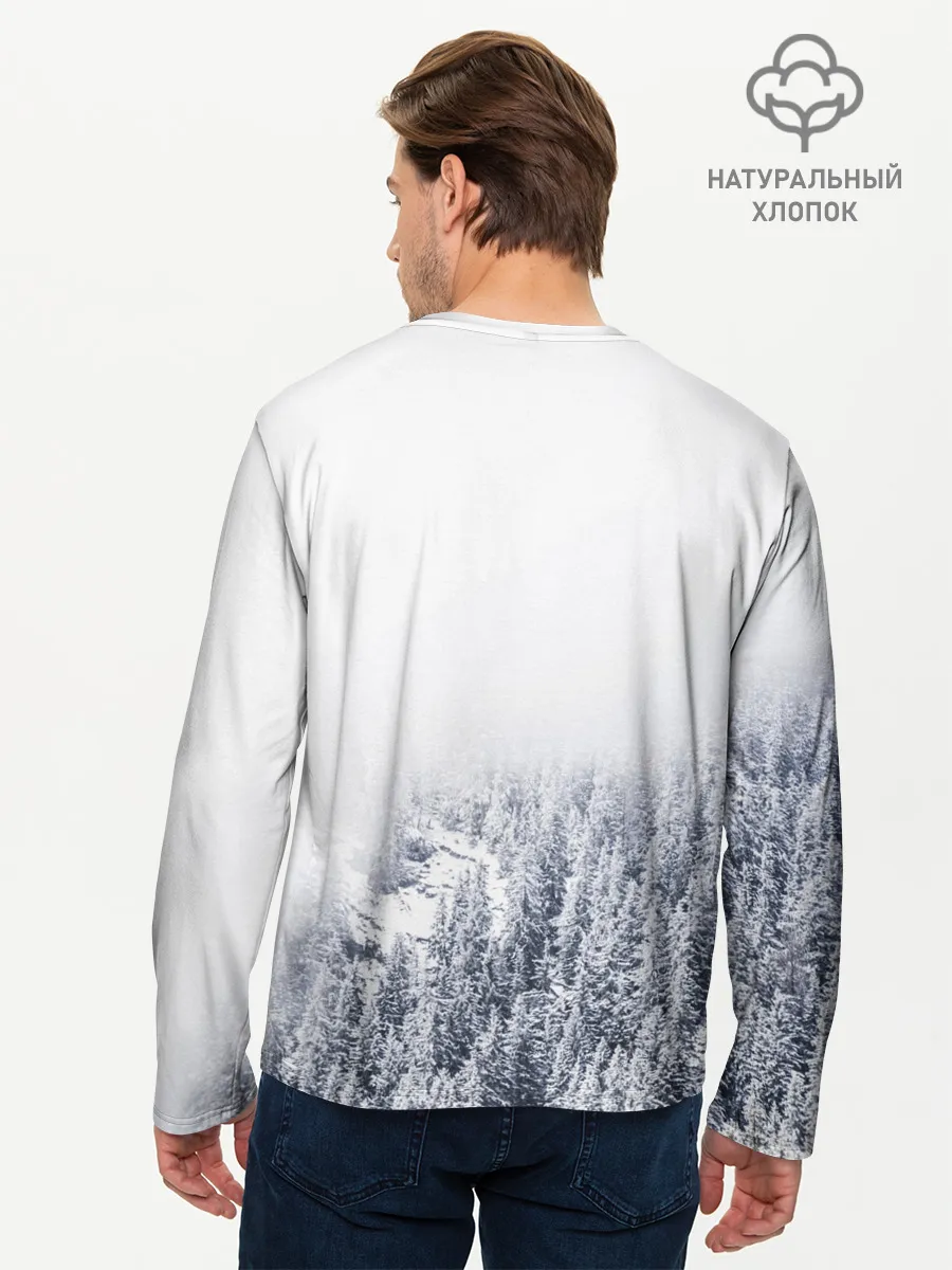 Мужской лонгслив базовый / зимний лес