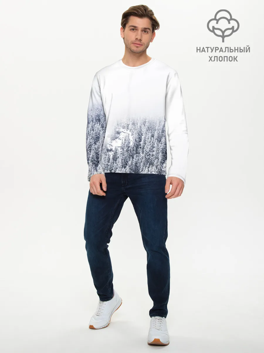 Мужской лонгслив базовый / зимний лес