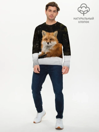 Мужской лонгслив базовый / Лиса и снег