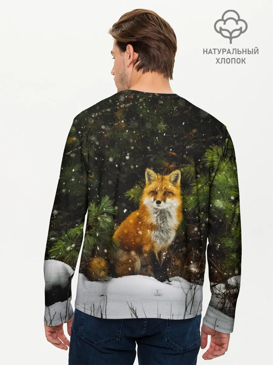 Мужской лонгслив базовый / Лиса и снег