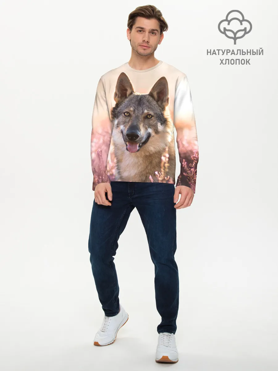 Мужской лонгслив базовый / Красивый Волк