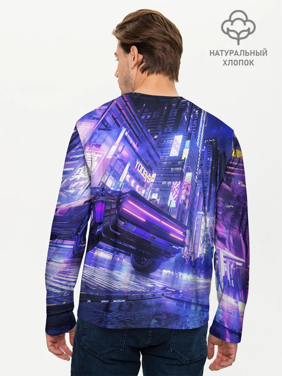 Мужской лонгслив базовый / Cyberpunk city