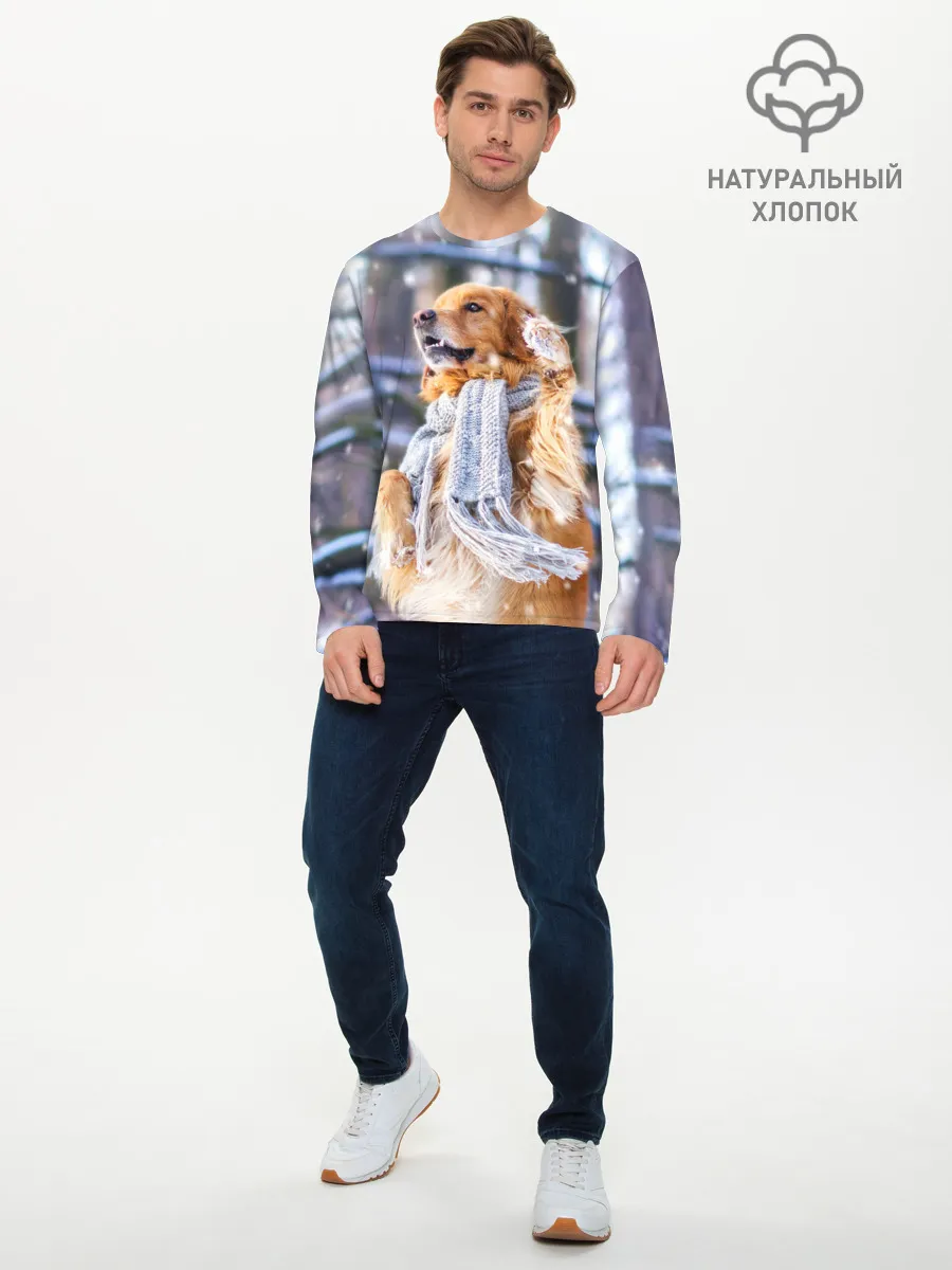 Мужской лонгслив базовый / Золотистый Ретривер