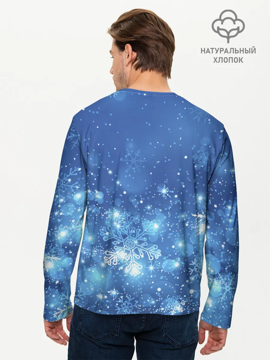 Мужской лонгслив базовый / Снежинки.