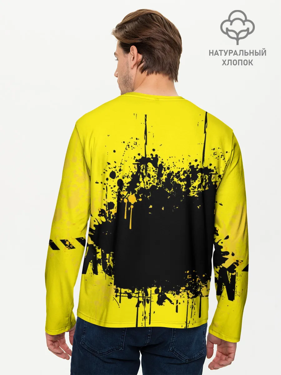 Мужской лонгслив базовый / веселое яйцо на черном фоне