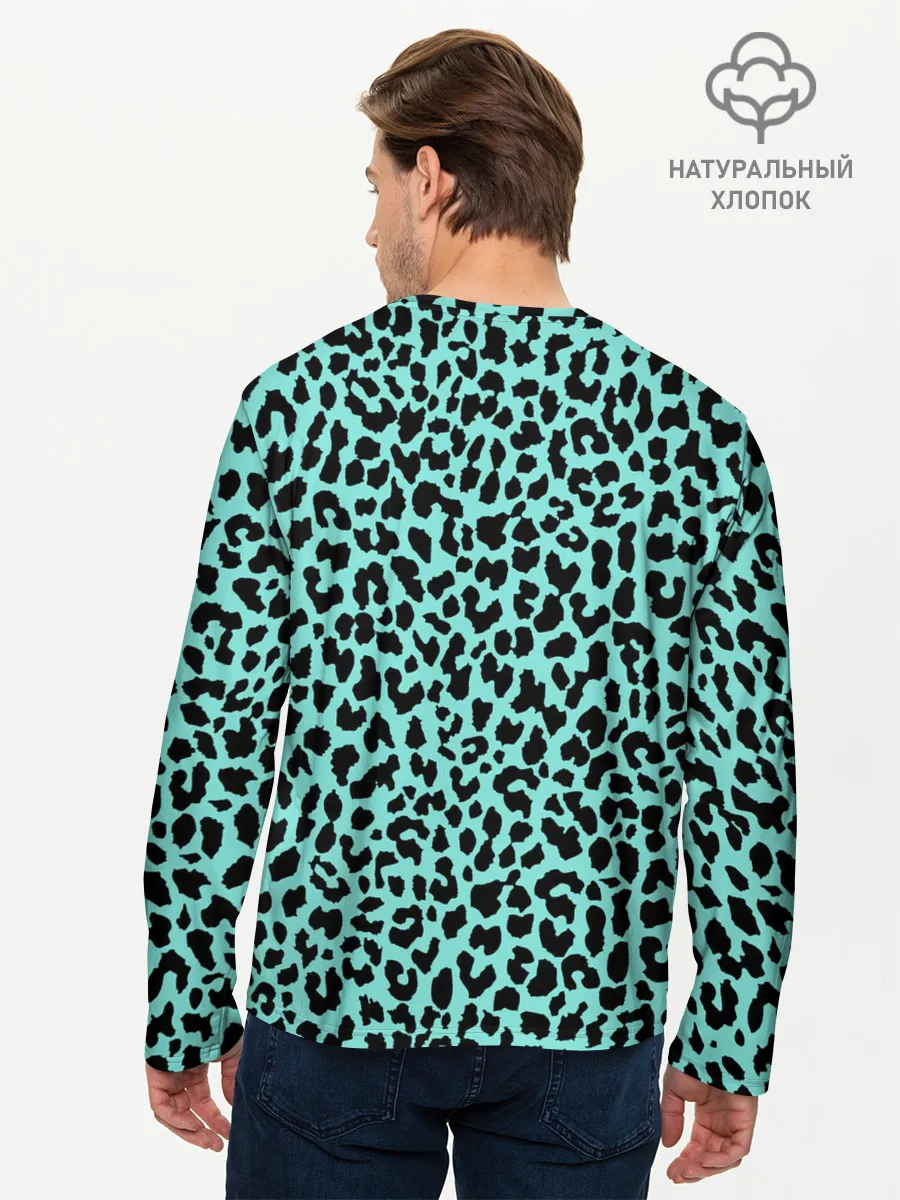 Мужской лонгслив базовый / ЛАЗУРНЫЙ ЛЕОПАРД