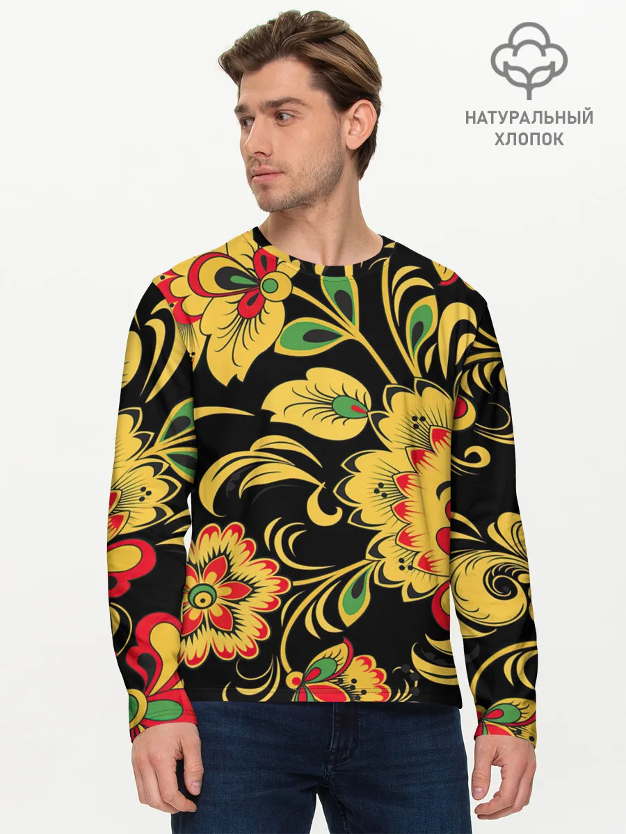 Мужской лонгслив базовый / Хохлома