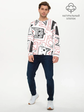 Мужской лонгслив базовый / Cats