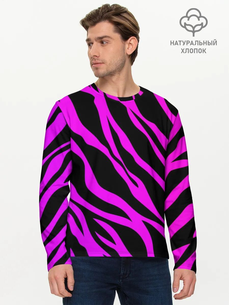 Мужской лонгслив базовый / Неоновая зебра