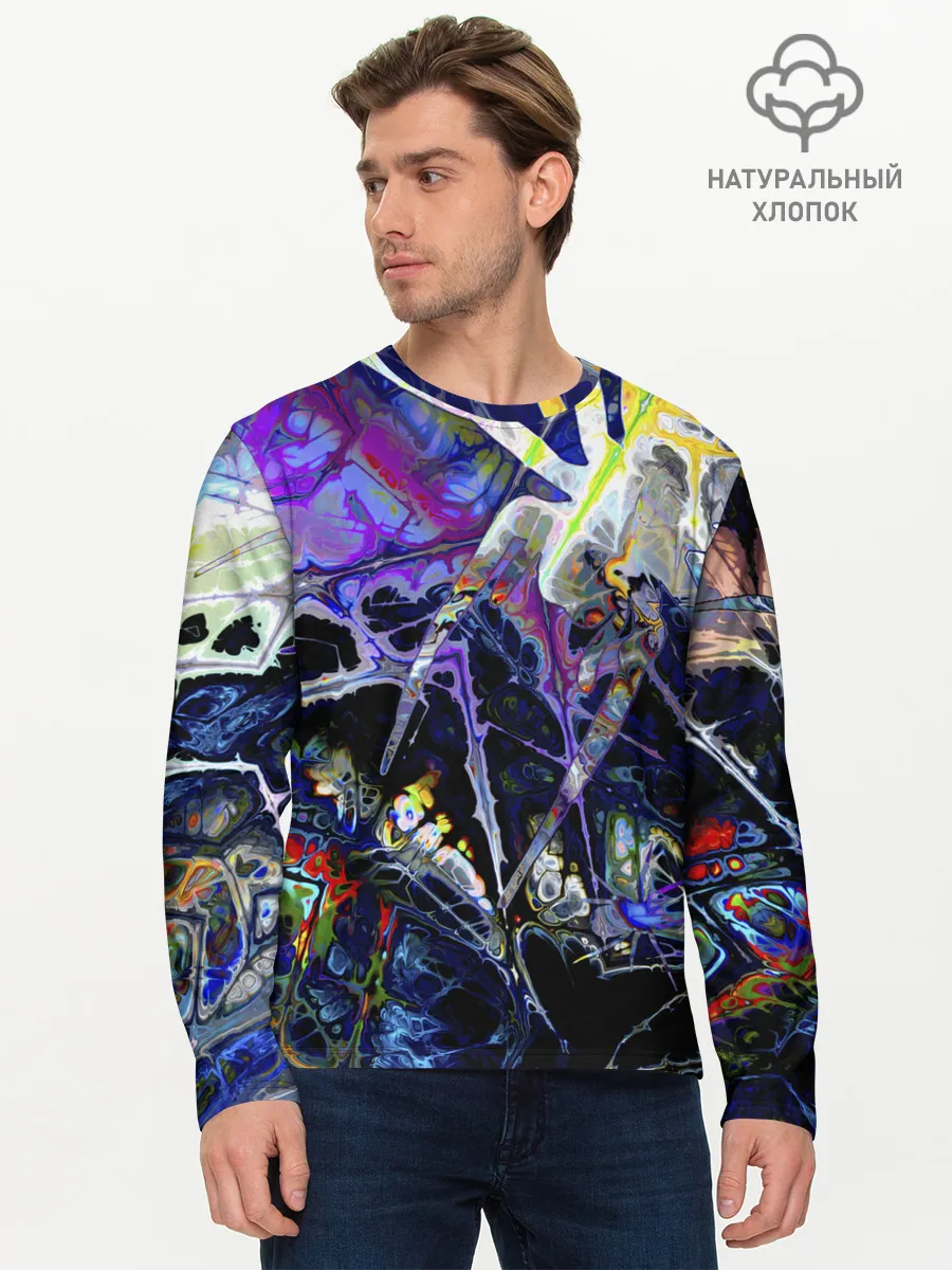 Мужской лонгслив базовый / Gasoline stains abstraction