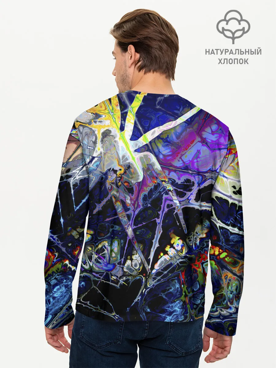 Мужской лонгслив базовый / Gasoline stains abstraction