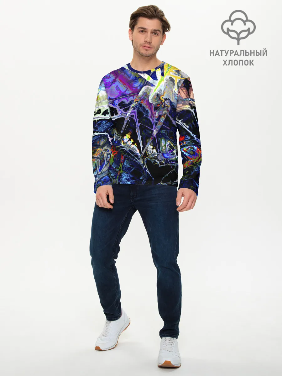 Мужской лонгслив базовый / Gasoline stains abstraction