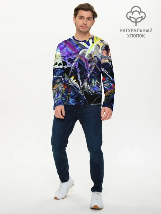 Мужской лонгслив базовый / Gasoline stains abstraction