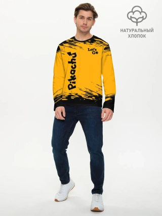 Мужской лонгслив базовый / Pikachu black&yellow
