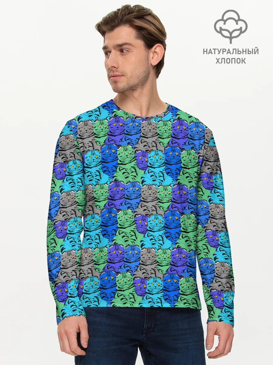 Мужской лонгслив базовый / Толстый кот