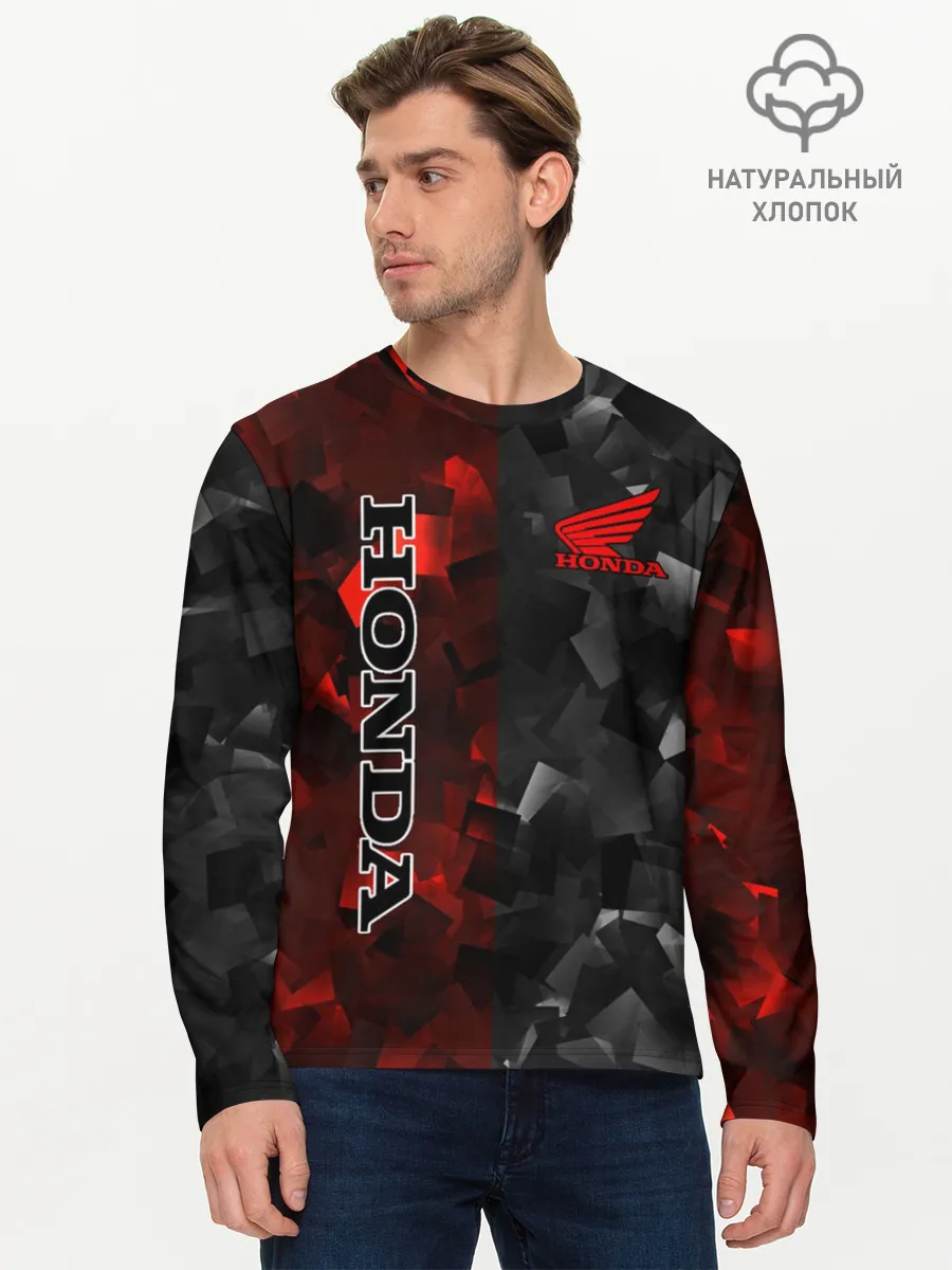 Мужской лонгслив базовый / HONDA | RedBlack