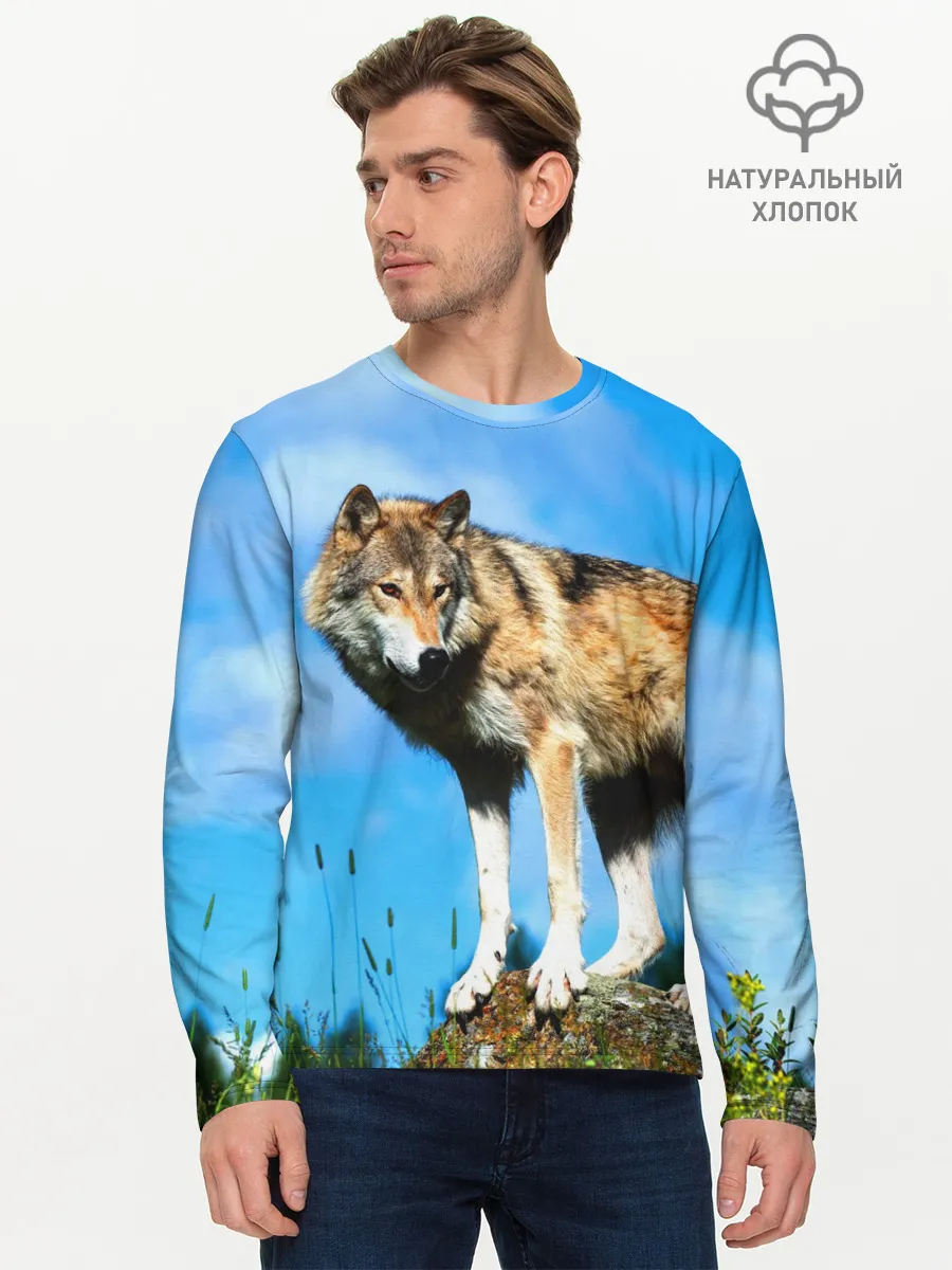Мужской лонгслив базовый / Волк