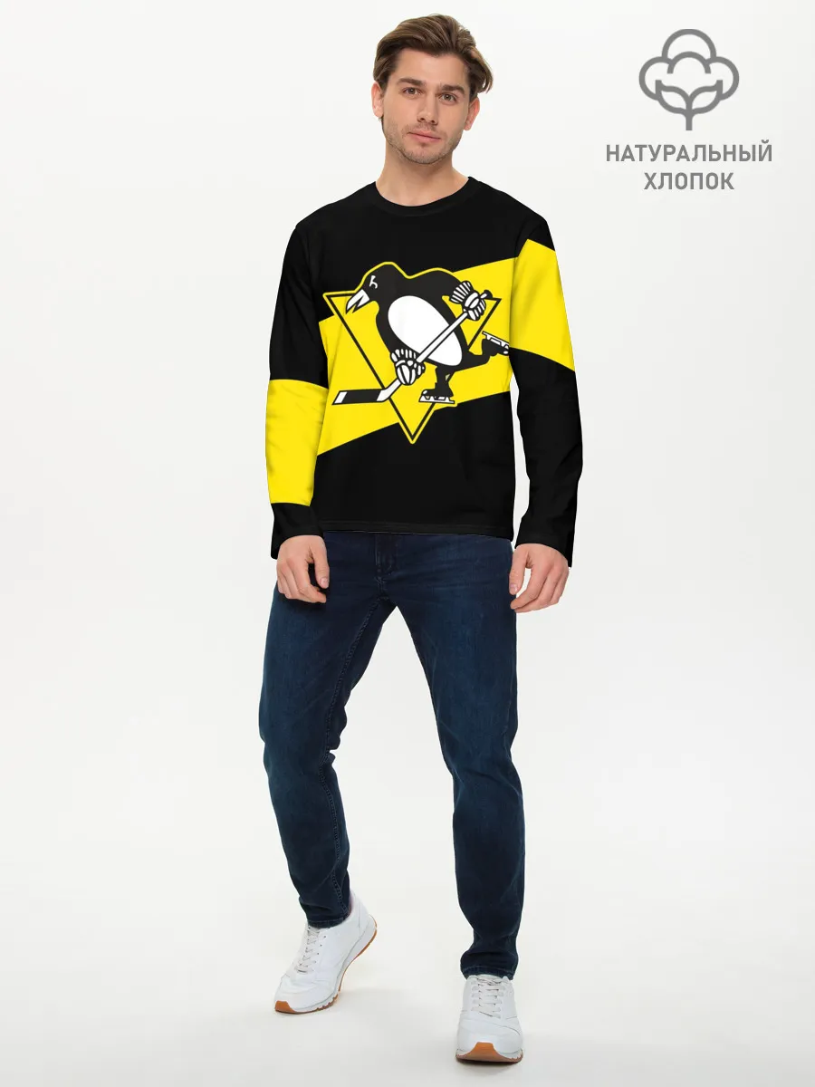 Мужской лонгслив базовый / Питтсбург Пингвинз