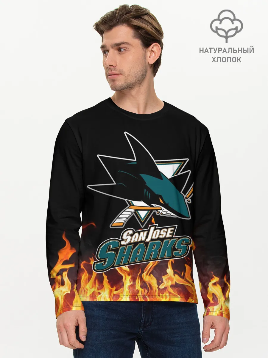 Мужской лонгслив базовый / Сан-Хосе Шаркс