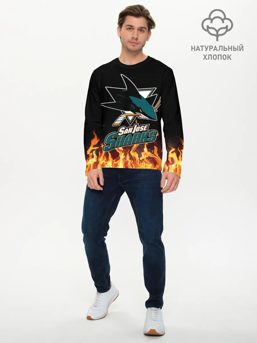 Мужской лонгслив базовый / Сан-Хосе Шаркс
