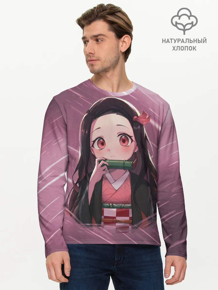 Мужской лонгслив базовый / Незуко Камадо