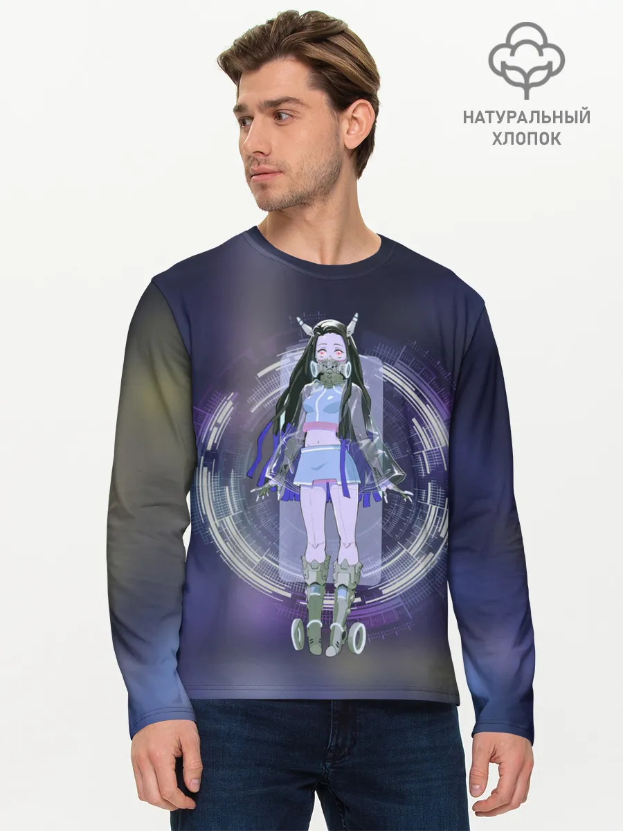 Мужской лонгслив базовый / Nezuko Cyberpunk
