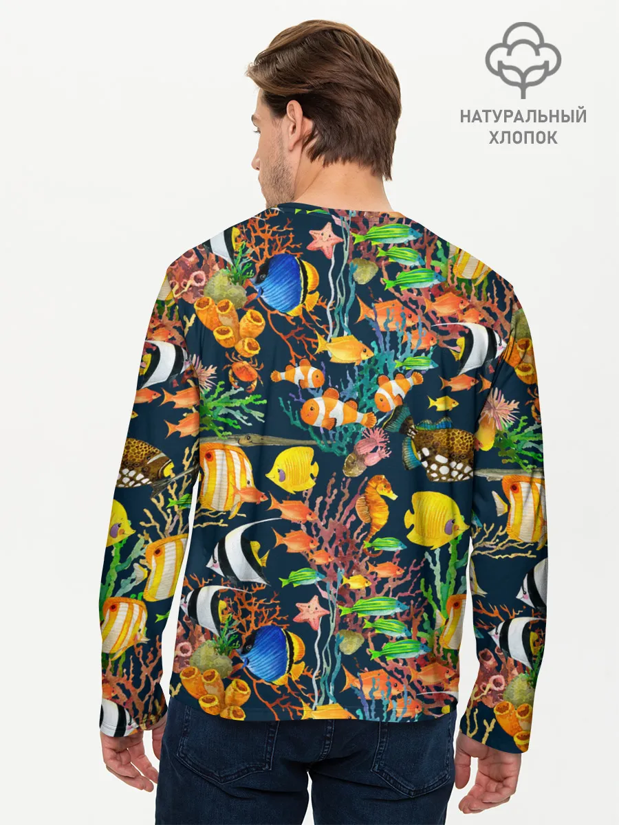 Мужской лонгслив базовый / Морской мир