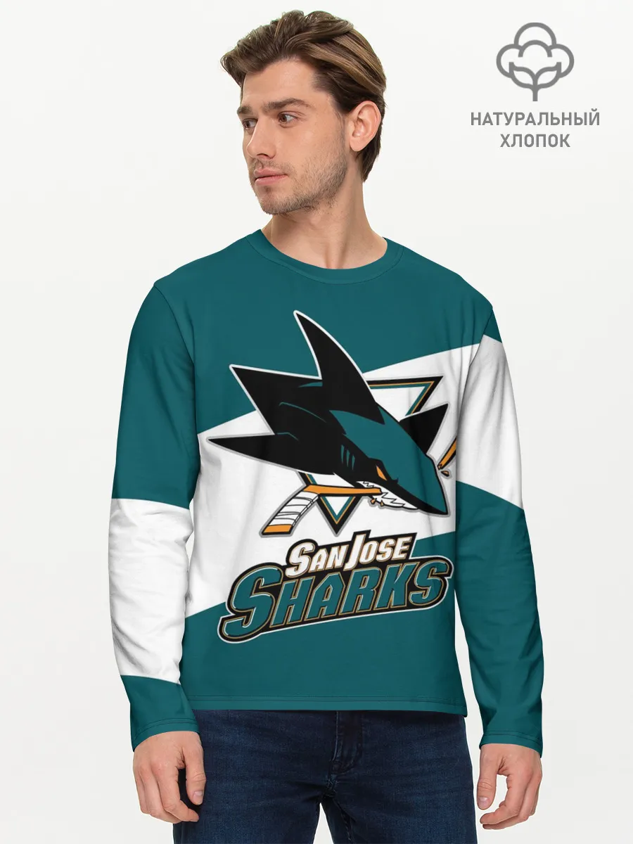 Мужской лонгслив базовый / Сан Хосе Шаркс