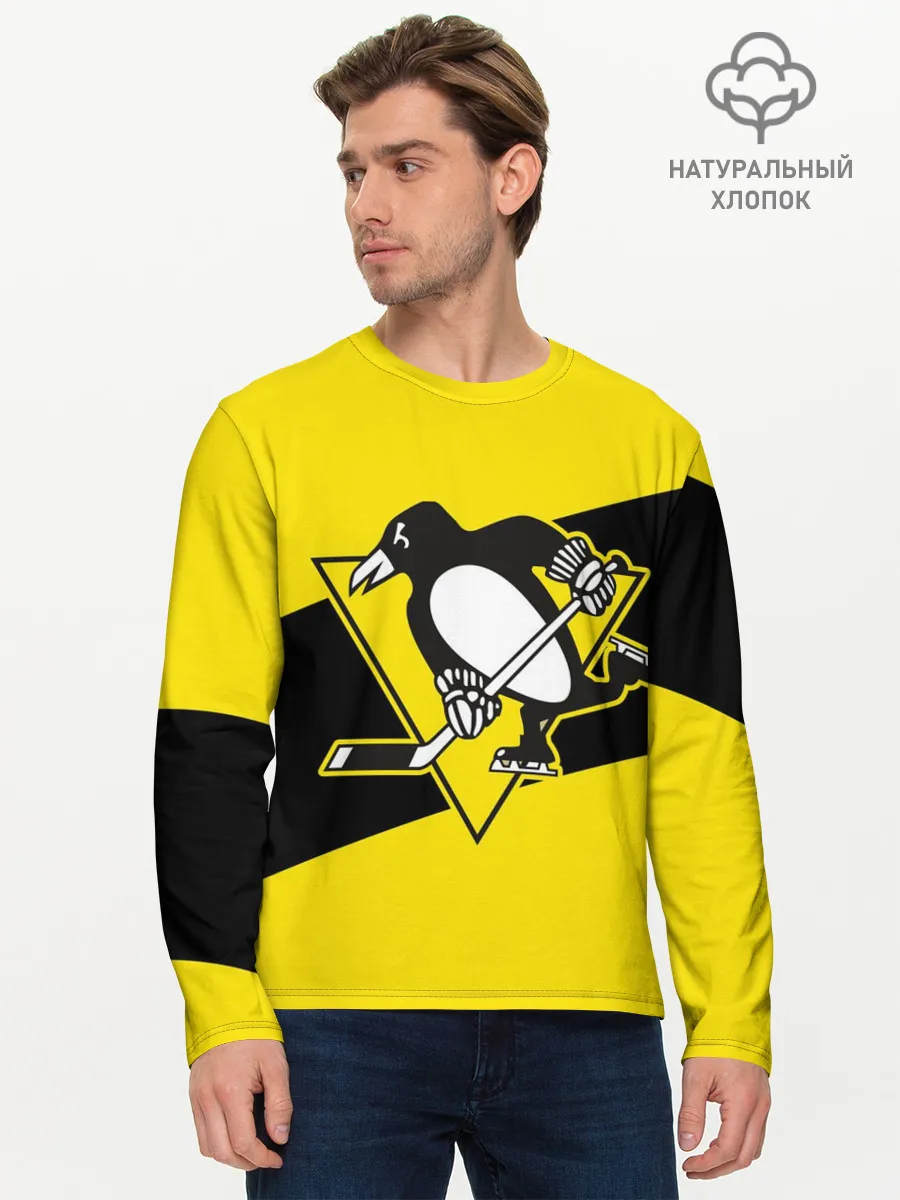 Мужской лонгслив базовый / Питтсбург Пингвинз